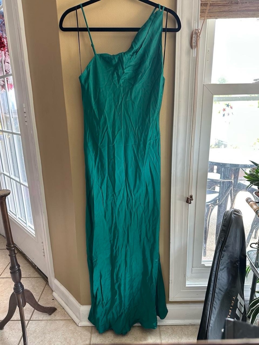 Zara Teal One-Shoulder Slip Dress